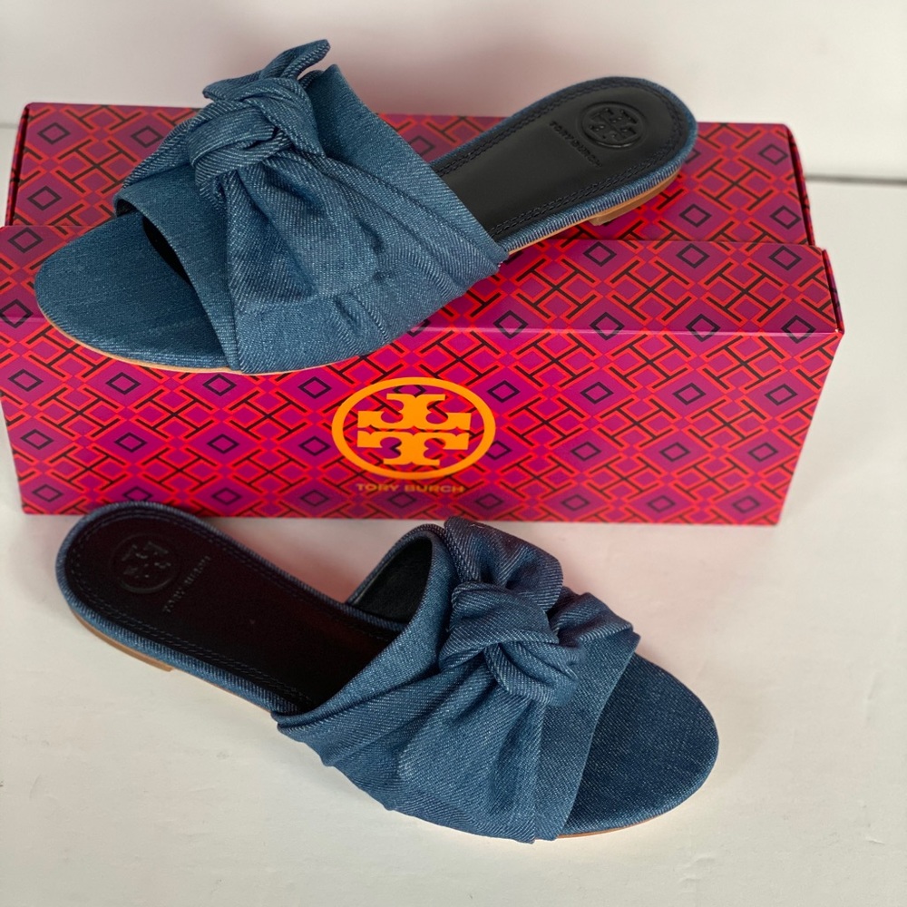 TORY BURCH Annabelle Bow Slide Denim Chamb… - Picture 8 of 15